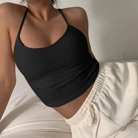 pure color simple low cut sexy threaded camisole female summer slim slimming sports and leisure all match crop top top women y2k