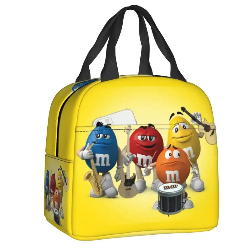 Cartoon M And M Insulated Lunch Bag for Women Portable Halloween Candy Characters Cooler Thermal Lunch Box Office Picnic Travel