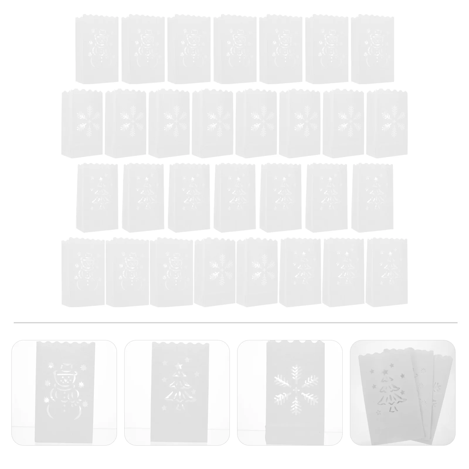 

Bags Christmas Luminarylantern Bag Paper Kit Decoration Flame Resistant Hollow Claus Santa Tree White Snowflake Lanterns Diy