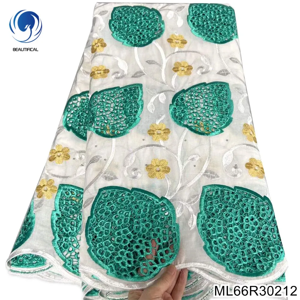 

Зеленая швейцарская вуаль кружева 2022 новейшая швейцарская сухая хлопковая кружевная ткань в Швейцарии Дубай Высококачественная Ткань 5 ярдов ML66R302