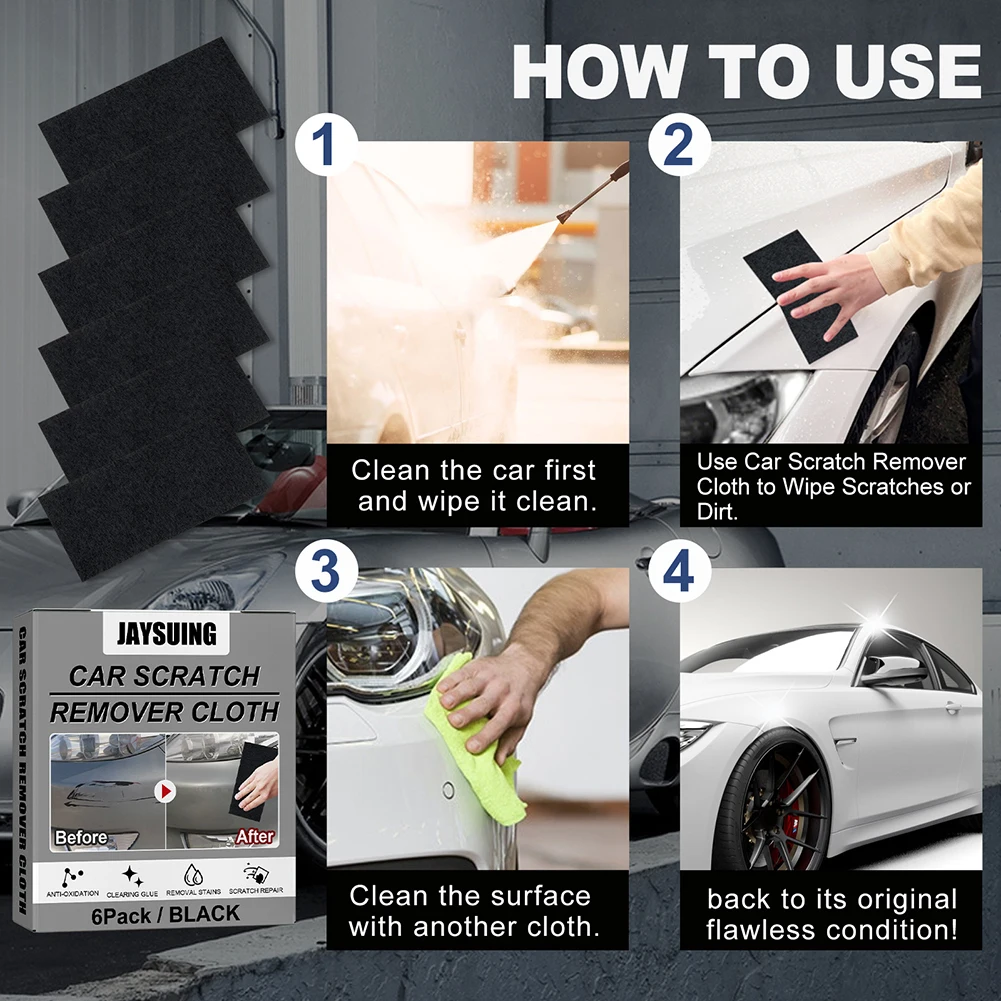 

6pcs Nano Sparkle Car-Scratch Remover Cloth Scratch Repair Oxidation Cloth Instant Polishing Cloth Car Accessories