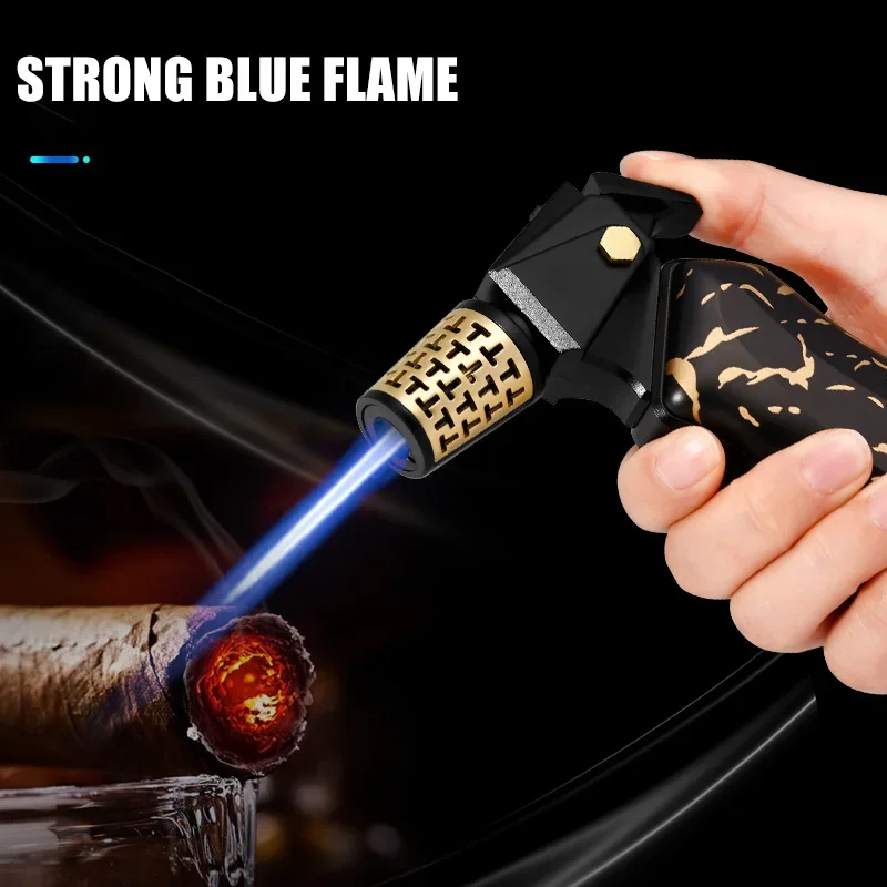 Фото Зажигалка для сигар Jobon Strong Blue Flame, защитная блокировка, корпус из сплава, многофункциональная газовая зажигалка с переработанным пламенем для курения №3