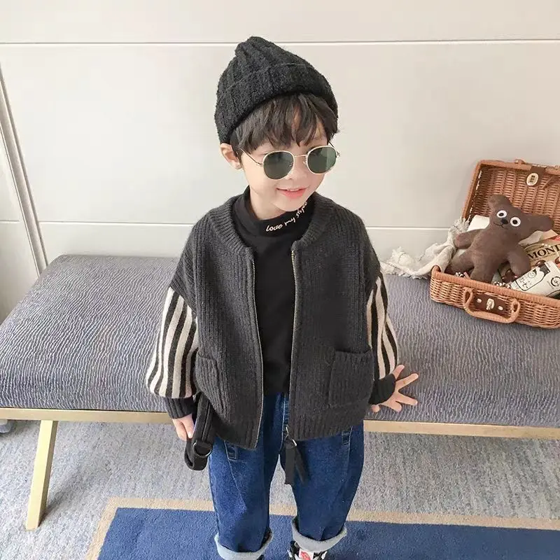 

Children's Casual Cardigan Sweater Coat Girls Kids Pullover Striped Baby Boy Girl Autumn Tops Clothes Boys Sweaters Tiny Cottons