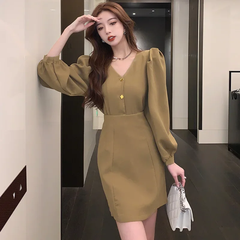 Женский осенний костюм с пышными рукавами топ + утягивающая юбка-трапеция