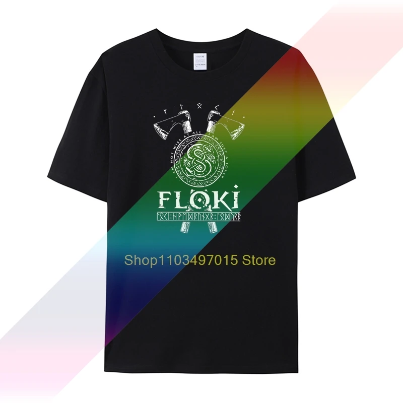 Фото Футболка Floki - Loki Viking, мужская рубашка Norse Gods с трафаретным принтом №1