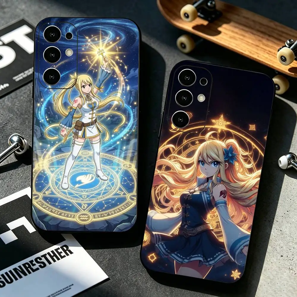 Фото Чехол для телефона с изображением Луси Хартфилии из аниме Fairy Tail для Samsung S25, S24, S21, S22, S23, S30, Ultra, S20, Plus, Fe, мягкий силиконовый черный чехол №1