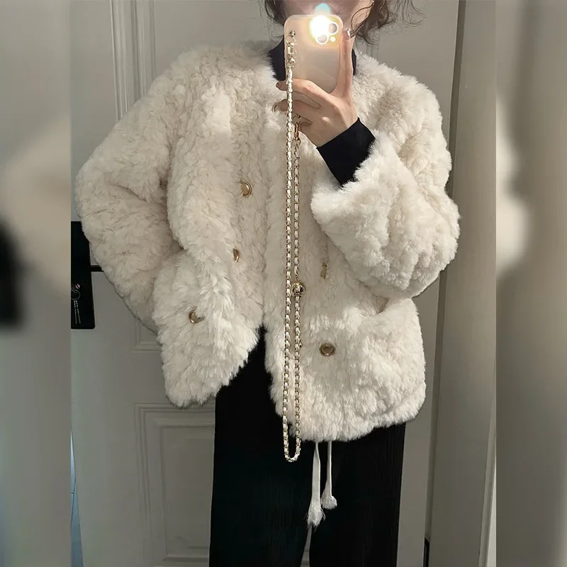 Утолщенное однотонное твидовое женское зимнее пальто миниатюрный топ