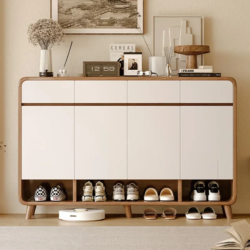 Деревянный ящик для обуви регулируемый вертикальный современный стеллаж