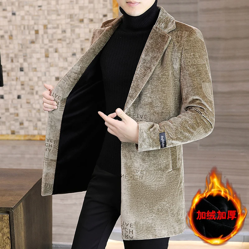 

2022 Winter Wool Blends Jacket Men Plus Velvet Thickened Warm Overcoat Casual Business Social Windbreaker Men Clothing S-3XL