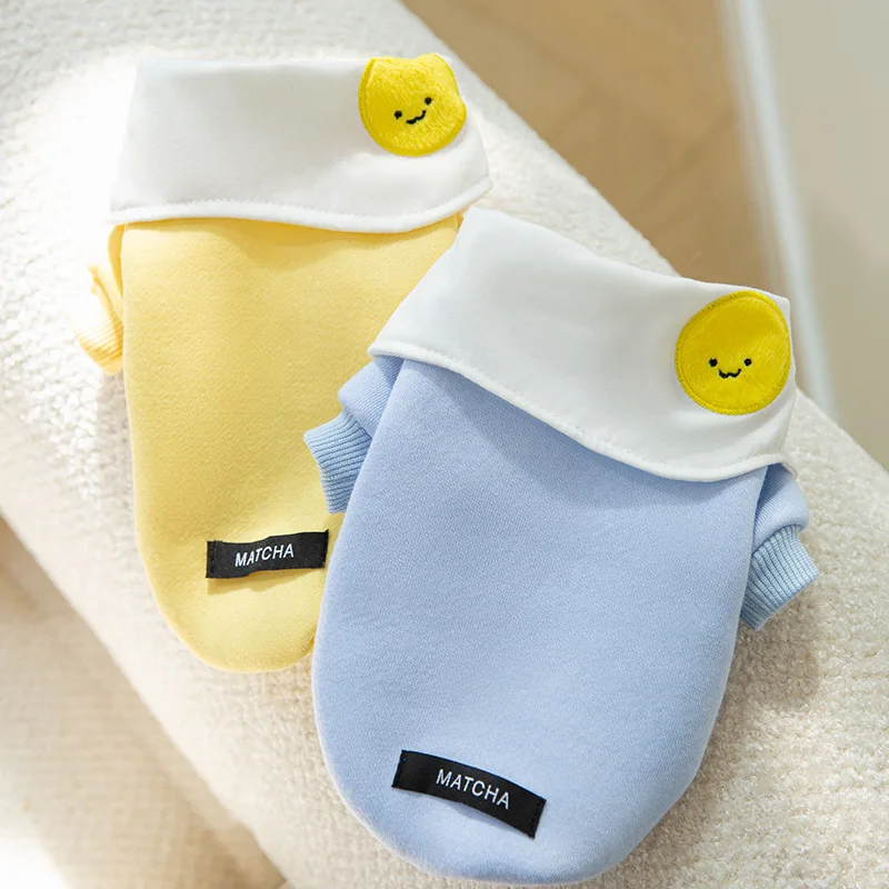 Smiley Face свитер со щенком тёплый ошейник котенок среднего и маленького размера для