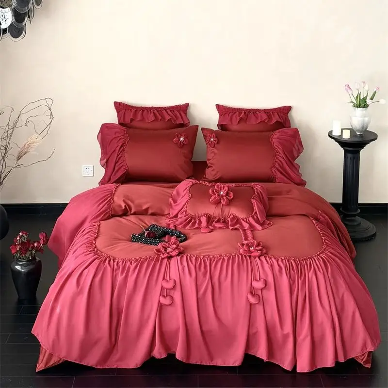 

Комплект постельного белья Fat Fairy HOME TEXTILE принцесса абрикосового цвета из египетского хлопка 1000TC