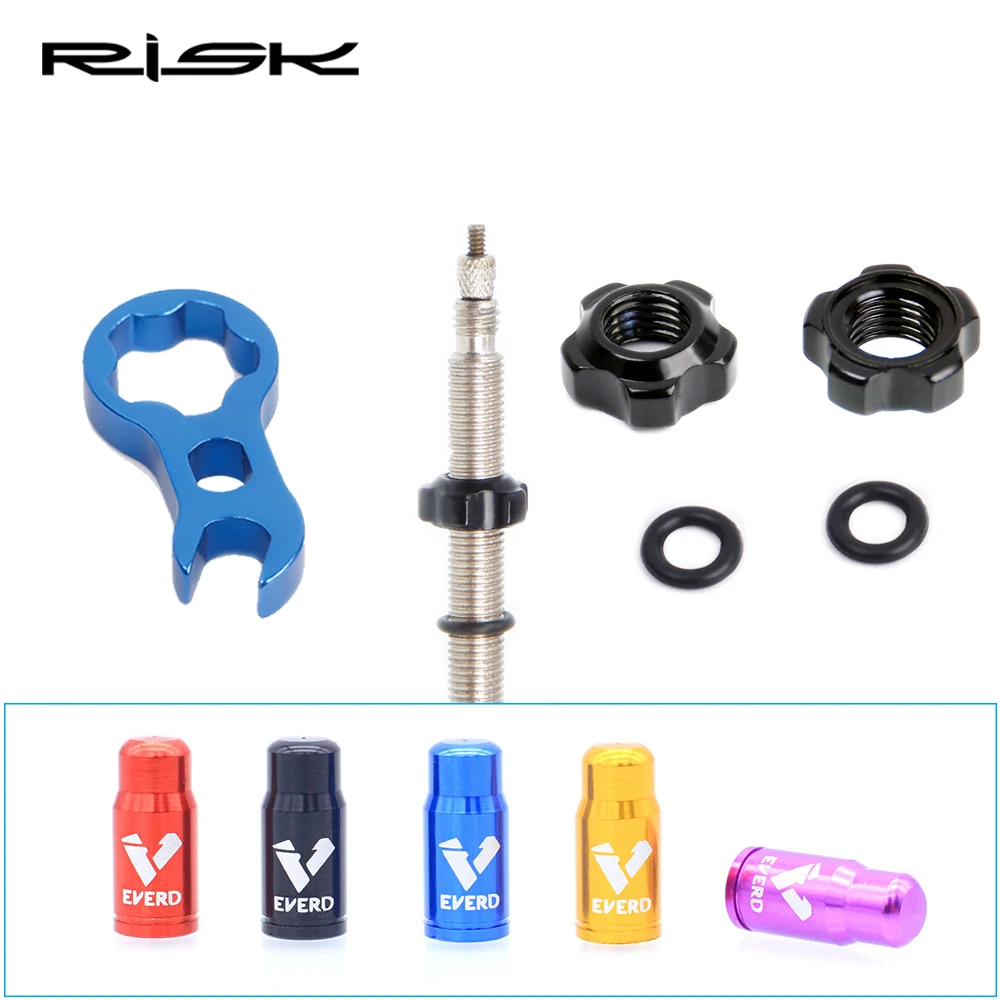 

RISK Road Bicycle Valve Nut With Washer 2 Valve Cap Set MTB Road Bike Presta Tire Valve Fixed Nut Cycling Protection Accessories