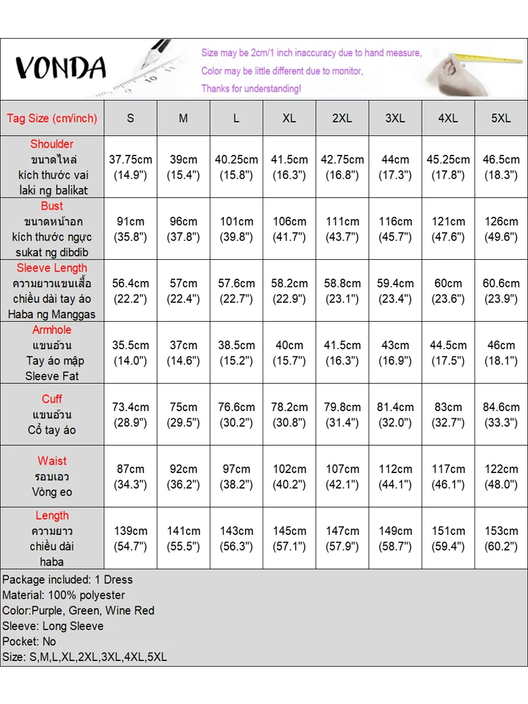 Плюс размер VONDA женское элегантное длинное платье макси 2024 богемный сарафан с