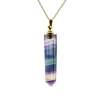 natural clear quartz amethysts perfume bottle gemstone hexagon prism vial fashion essential diffuser crystal pendant for diy