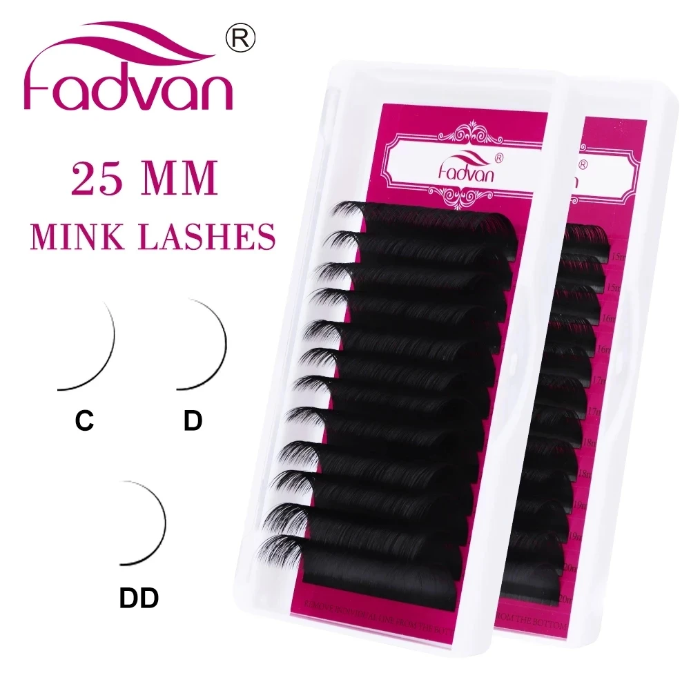 Fadvan Long Lash 25mm Eyelash Extension Wholesale Faux Mink Classic Individual False Lash Extension Supplies 20-25mm Super Soft