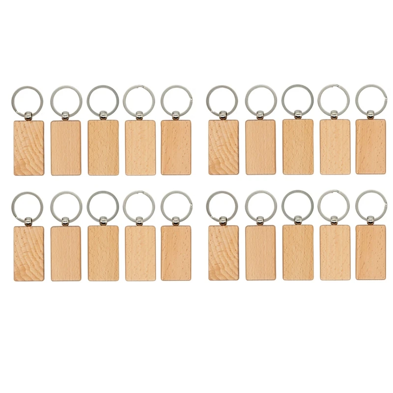 

20 PCS Wood Engraving Blanks Wooden Key Chain Wood Blanks (Width:1.22 Inch) For Keychains
