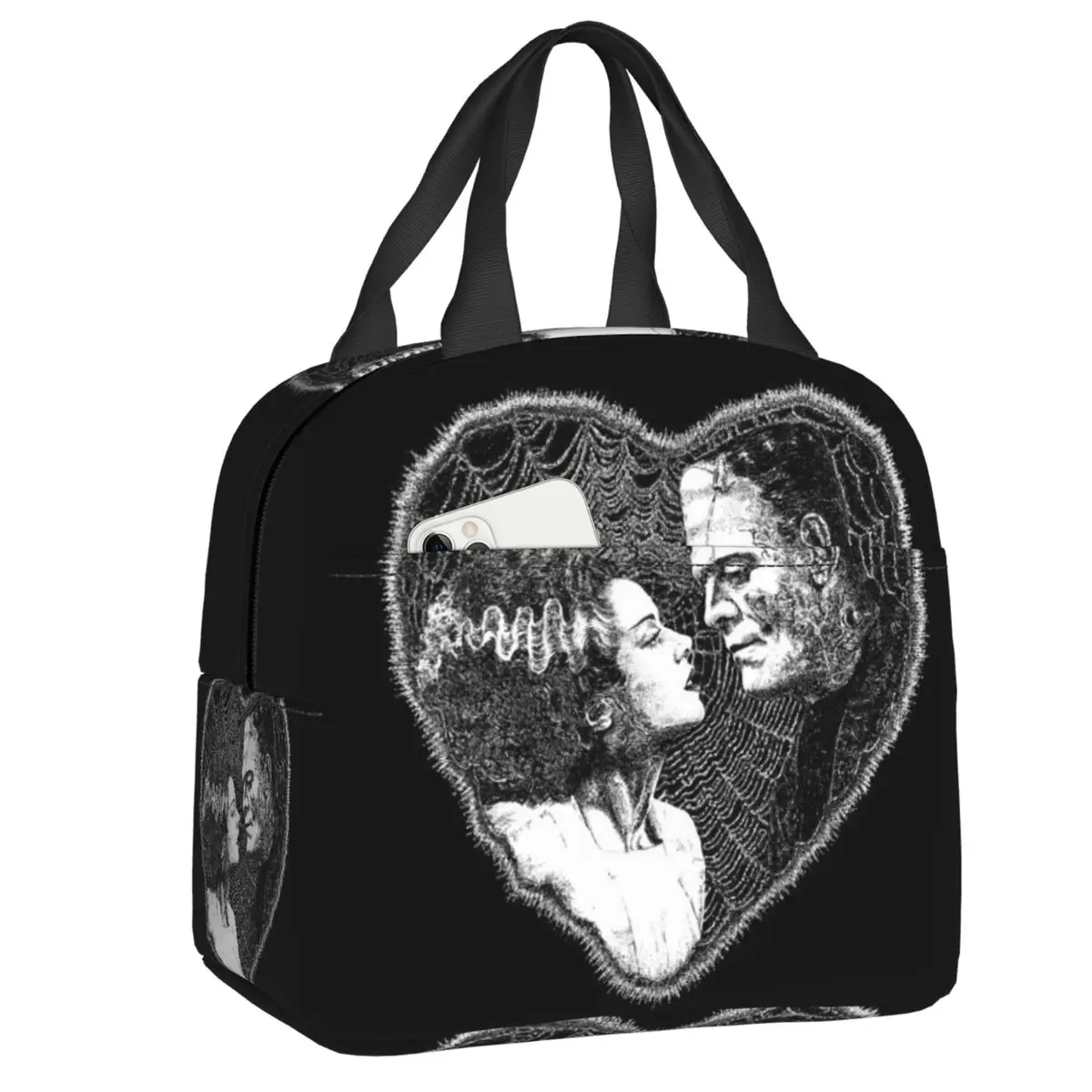 Bride Of Frankenstein Lunch Box for Women Waterproof Halloween Horror Film Cooler Thermal Food Insulated Lunch Bag Picnic Bags