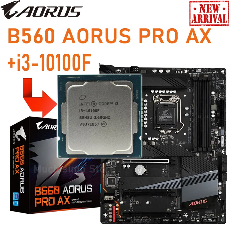 

Gigabyte B560 AORUS PRO AX Motherboard + i3 10100F Combo Kit LGA 1200 Intel B560 Desktop Mainboard 128GB DDR4 PCI-E 4.0 ATX New