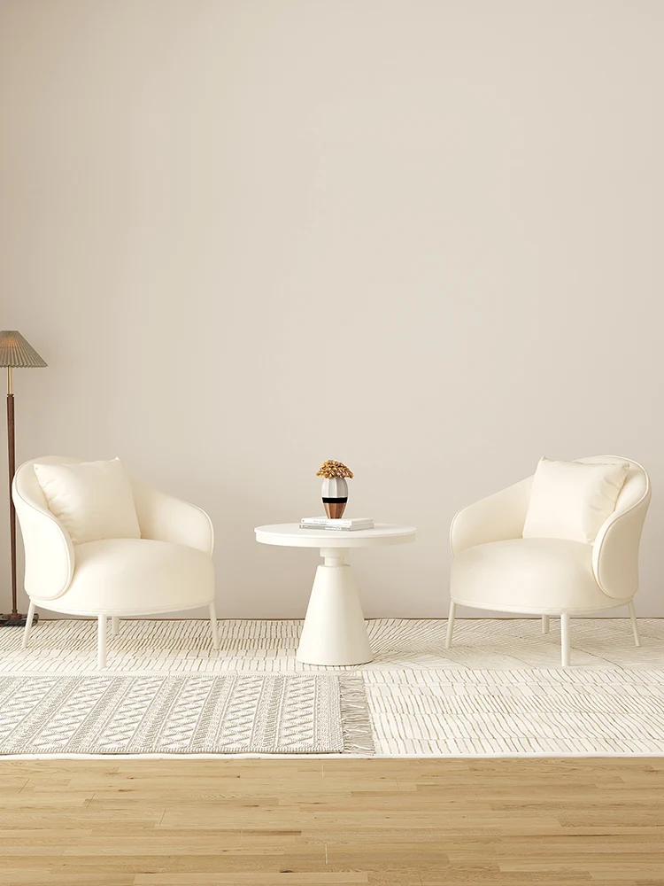 

White Cream Style Negotiation Table and Chair Combination Instafamous Store Rest Negotiation Single-Seat Sofa Chair