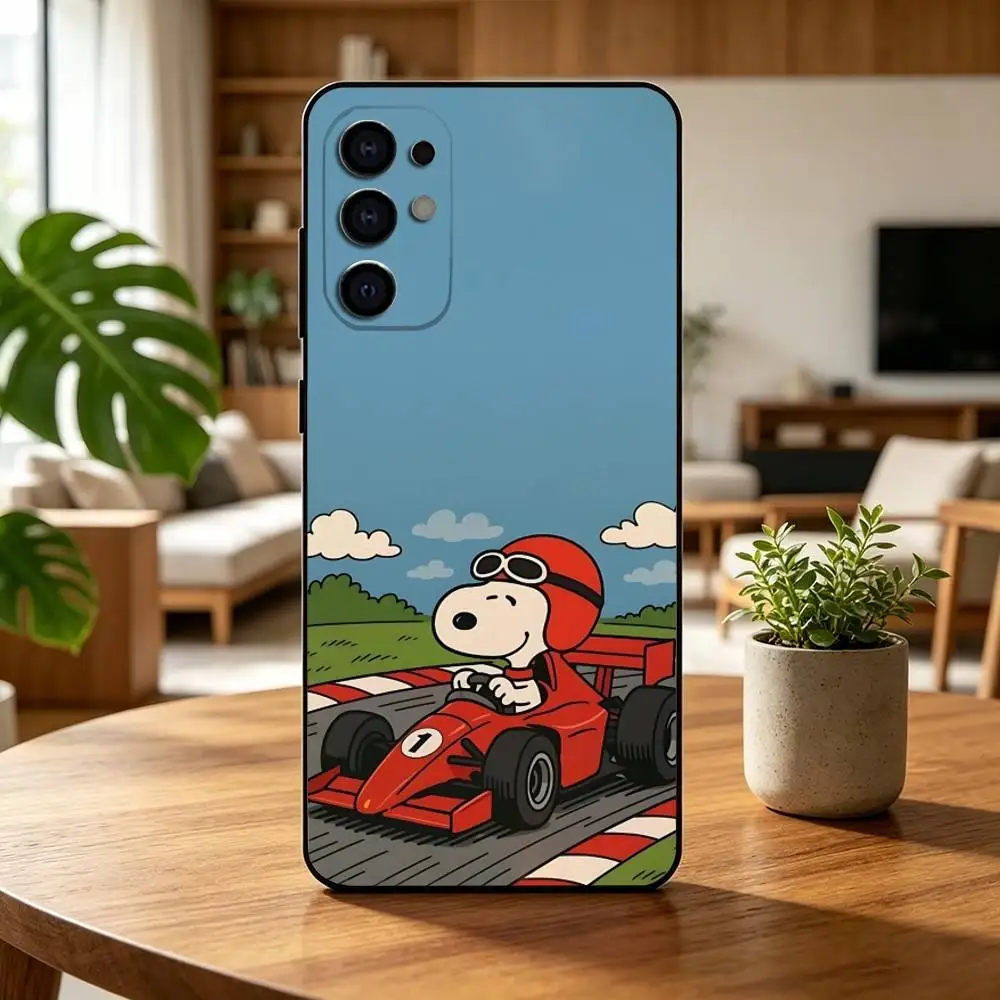 Чехол для телефона с мультяшным принтом Snoopy, черный, силиконовый, мягкий, для Samsung S25, S24, S21, S22, S23, S30, Ultra, S20, Plus, FE, Lite (art.: 3920da35cf51e) - 3920da35cf51e