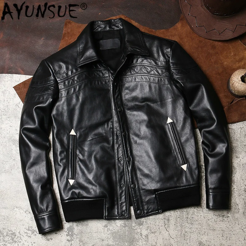 

Мужская куртка из натуральной овечьей кожи, весна-осень