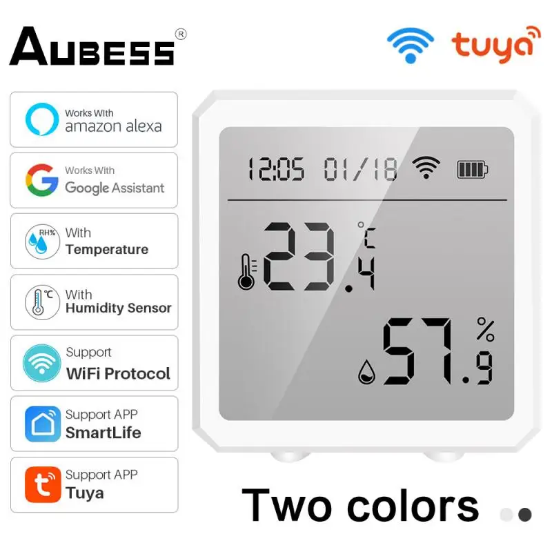 

Tuya Smart WIFI Temperature And Humidity Sensor Indoor Hygrometer Thermometer With LCD Display Support Alexa Google Assistant
