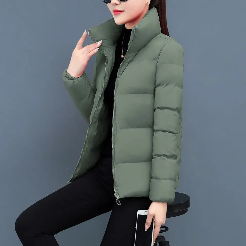 2023 New Winter Warm Short Parkas Women Fashion Coats Elegant Zipper Cotton Korean Style Ladies Casual Female Outwear C01