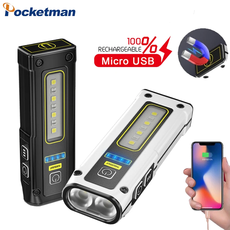 

Mini Multi-function Flashlight Dual LED Source Working Light Type-C RechargeableTorch Strong Magnet Emergency Power Bank Lantern