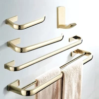 luxury gold brass square bathroom accessories set bath hardware towel bar toilet paper holder robe hook wall mounted mzh102