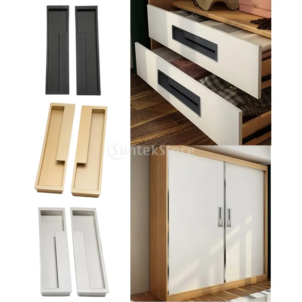 

1 Pair Zinc Alloy Concealed Flip Handle Kitchen Cabinet Pull Cabinet Handle Square Furniture Hardware Wardrobe Drawer Pulls