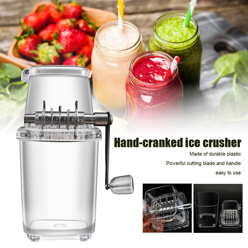 

Multifunctional Manual Ice Crusher Mini Ice Shaver Chopper 1.25L Manual Snow Cone Smoothie Maker Ice Block Breaking Ice Machine