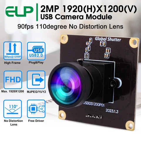 ELP высокоскоростной 90fps 1200P USB-модуль камеры с затвором широкоугольный объектив без искажений AR0234 веб-камера для ноутбука