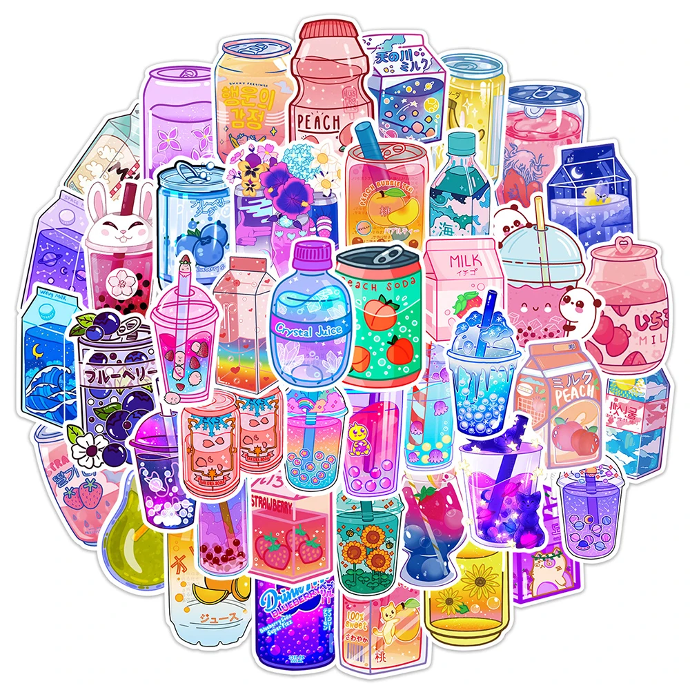 

10/30/50PCS INS Style Cute Cartoon Drink Stickers Aesthetic Creative Anime Decal Scrapbook Laptop Phone Graffiti Sticker Kid Toy