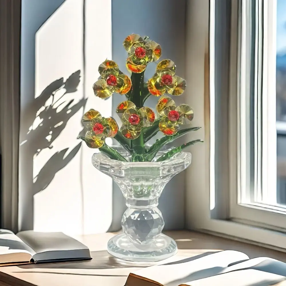 Яркий хрустальный цветок статуэтка хрустальные поделки изысканная стеклянная