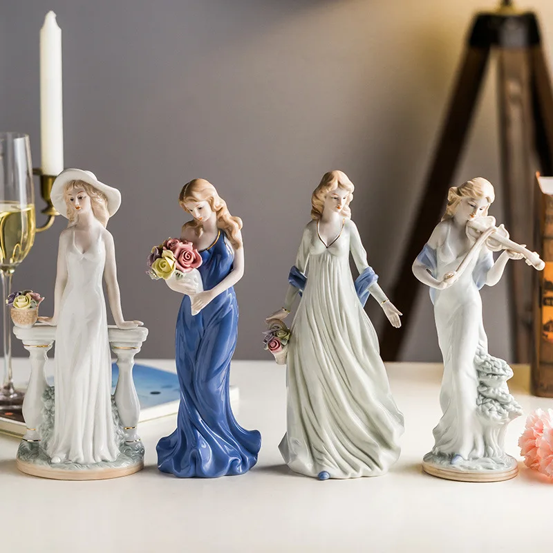 

Wedding Gift Western Porcelain Decor Ornament Europe Ceramic Beauty Figurines Furnishing Crafts Home Decoration Accessories