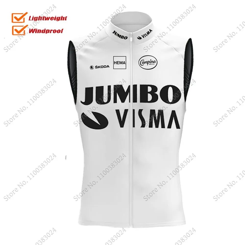 

2022 белый Джамбо жилет для велоспорта команды Visma ветрозащитный жилет без рукавов велосипедная майка ветрозащитная легкая гоночная дорожка ...