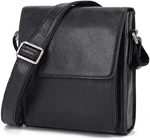 

Leather Messenger Shoulder Crossbody Bag for Men Work Business Vintage Buckle Big Capacity Adjustable straps