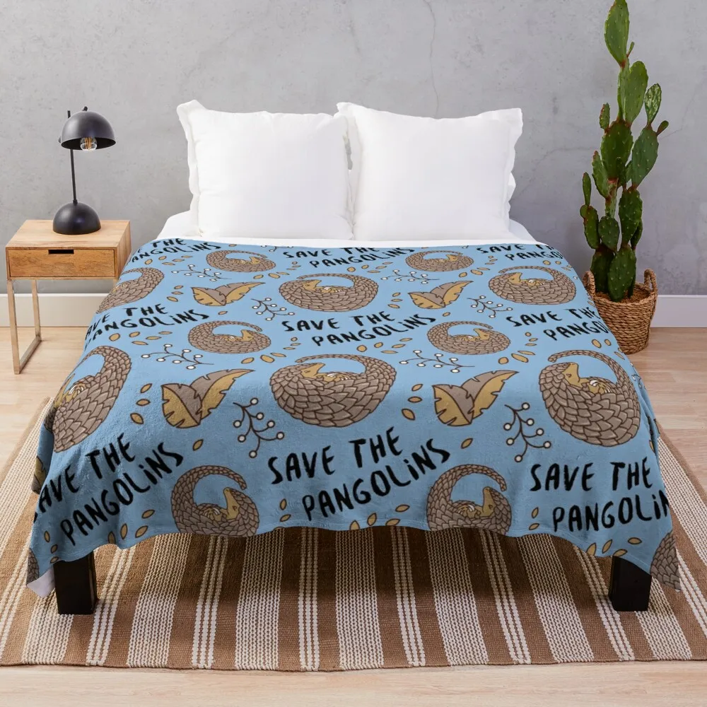 

Save the Pangolins - Curled up Pangolin Throw Blanket Flannel Fabric Giant Sofa Blanket