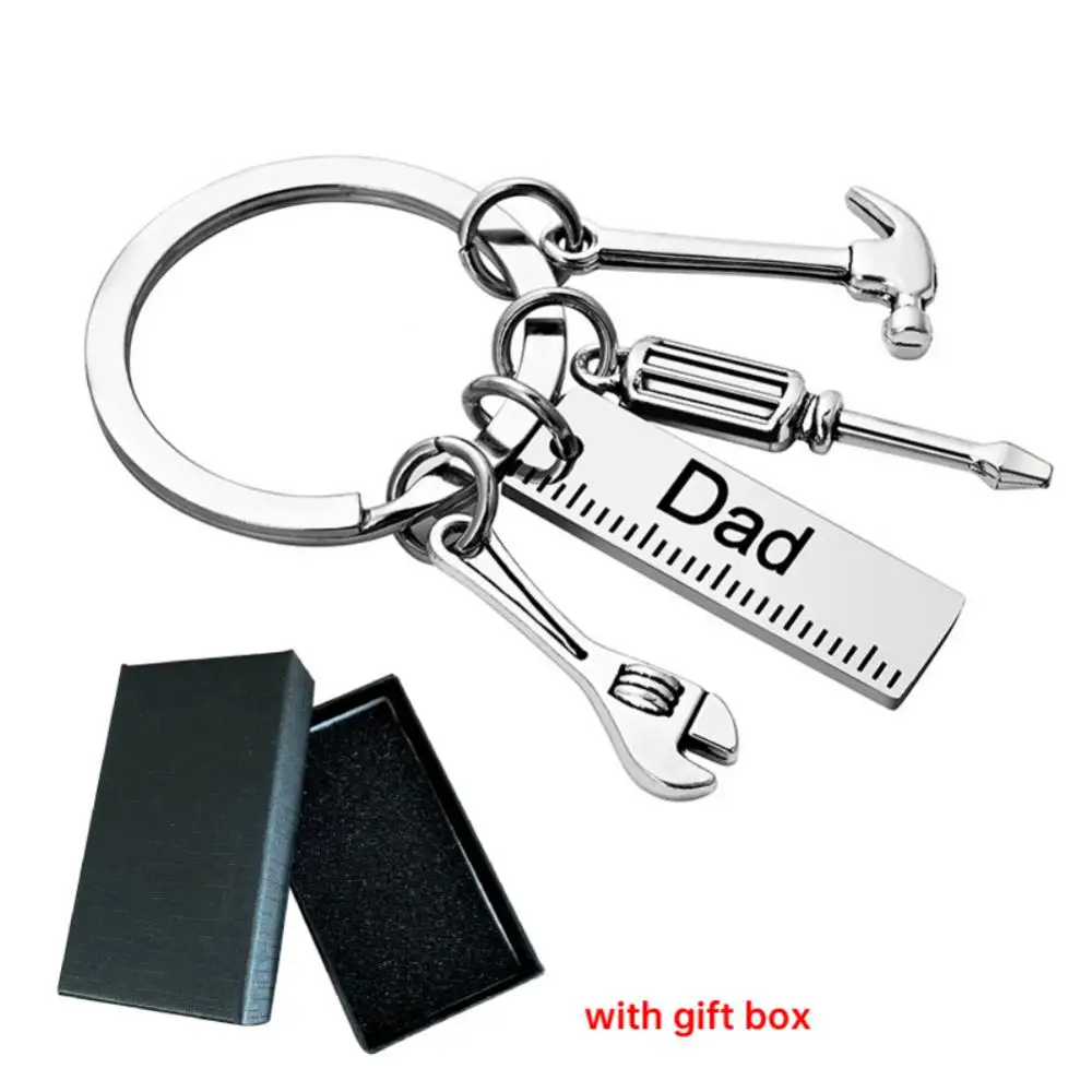 

Dad Letters Keychains Birthday Gift Hammer Wrench Charm Keychain Father's Day Charm Grandpa Dad Uncle Gift Box Key Chains