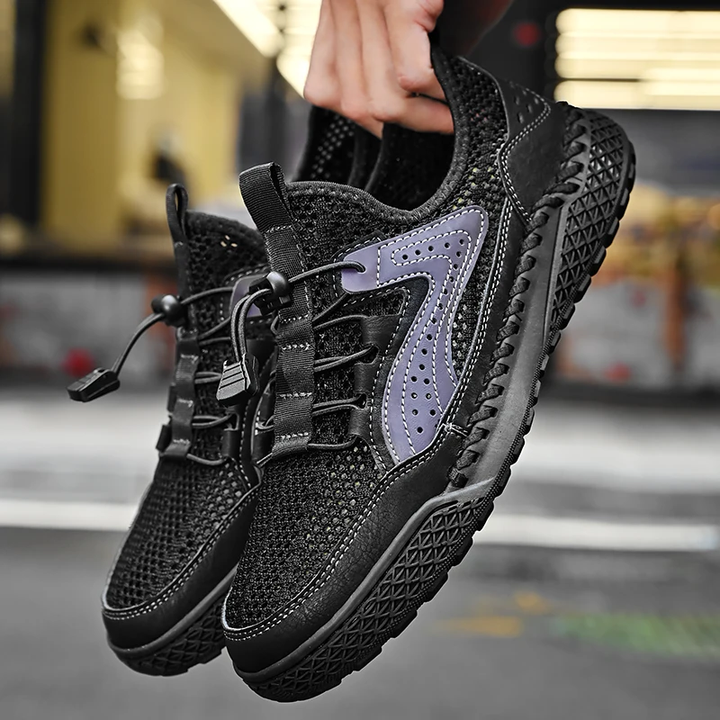 

Summer Men's Breathable Thin Single Layer Mesh Casual Slip-on Sneakers Original Comfort Lightweight Sports Running Shoes for Men