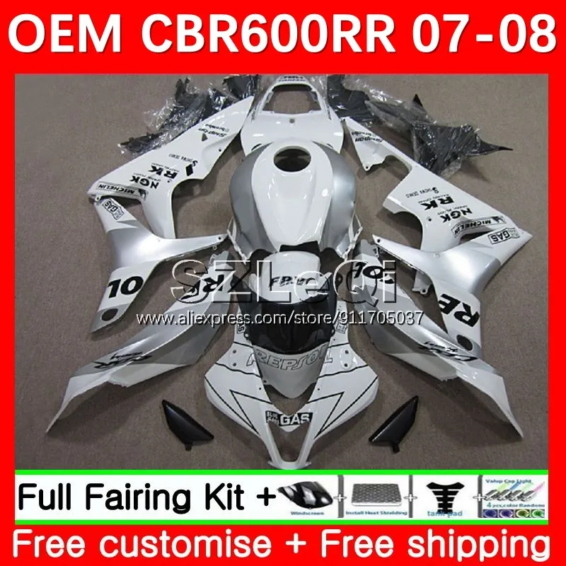 

Repsol silver OEM Fairing For HONDA CBR600 CBR 600CC 600RR 600 RR CC CBR600RR F5 07 08 CBR600F5 2007 2008 Injection Body 38LQ.41
