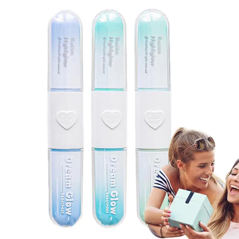 

6 Colors Highlighter Set Cute Pens Color Markers Double Ends Pastel Kawaii Stationary School Supplies