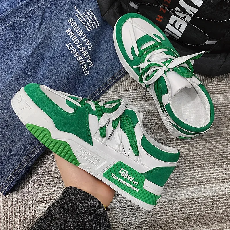 

Fashion Student Sneakes Mens Designer Casual Shoes for Men Platform Sneakes Two-tone Lace Up Trainers Vulcanized Tenis Masculino