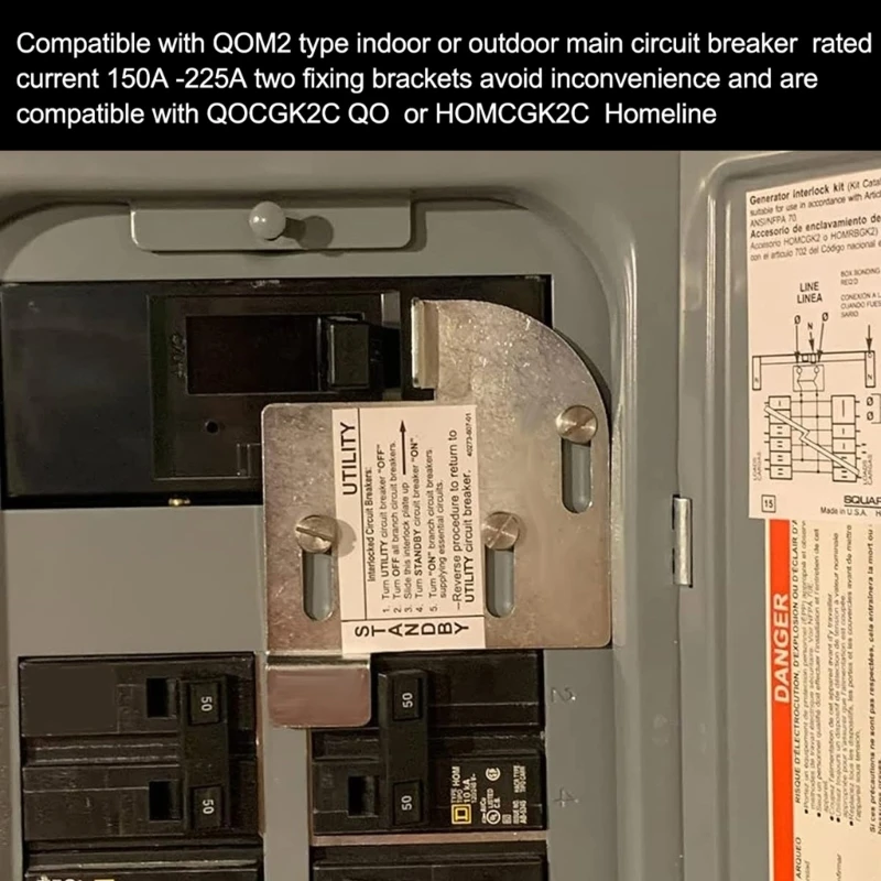 Interlocks  For Squared Homeline Meter Main 150 Or 200amp Breaker, For Safe Usage Of Portable  Shipping