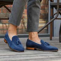 new loafers men shoes faux suede solid color fashion versatile business casual party classic stitched tassel dress shoes cp261