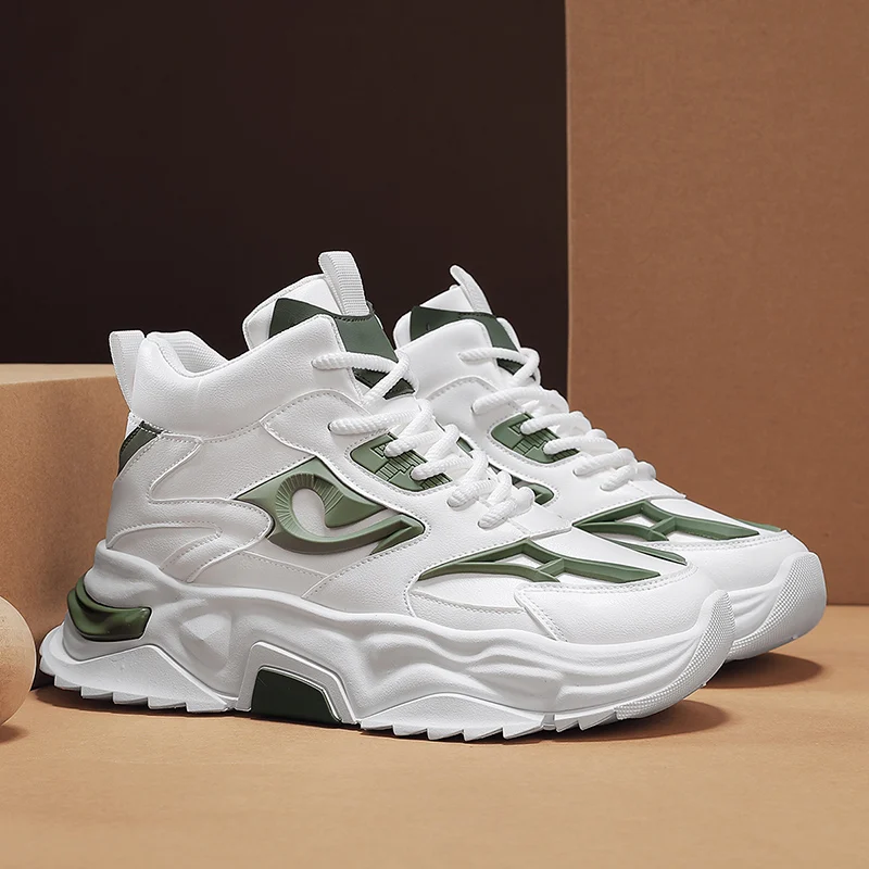 Мужские высокие модные кожаные кроссовки трендовая распродажа удобная мужская