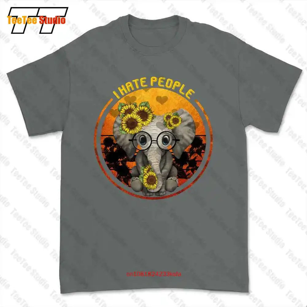 Elephant Sunflower I Hate People T-shirt Tee NK0G