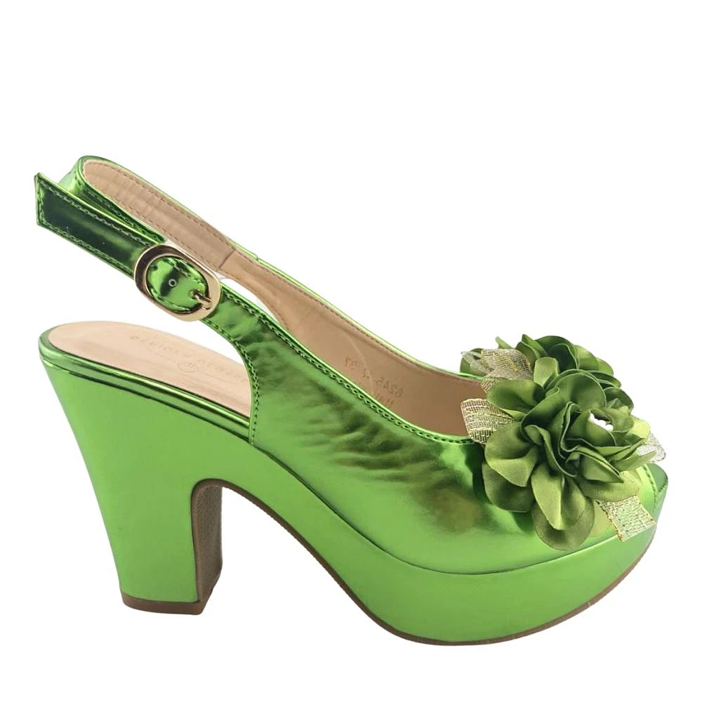 6245-42 Peep Toe Women Sandals Platform Flower Decor Fashion High Heels Wedding Dress Pumps Chunky High Heels for Woman Sandal