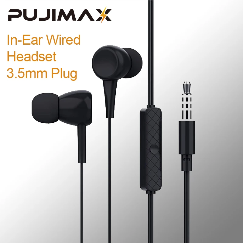 

PUJIMAX Universal 3.5mm Stereo In-Ear Headphones Sport Music Earbud Handfree Wired Headset Earphones With Mic For Xiaomi Huawei
