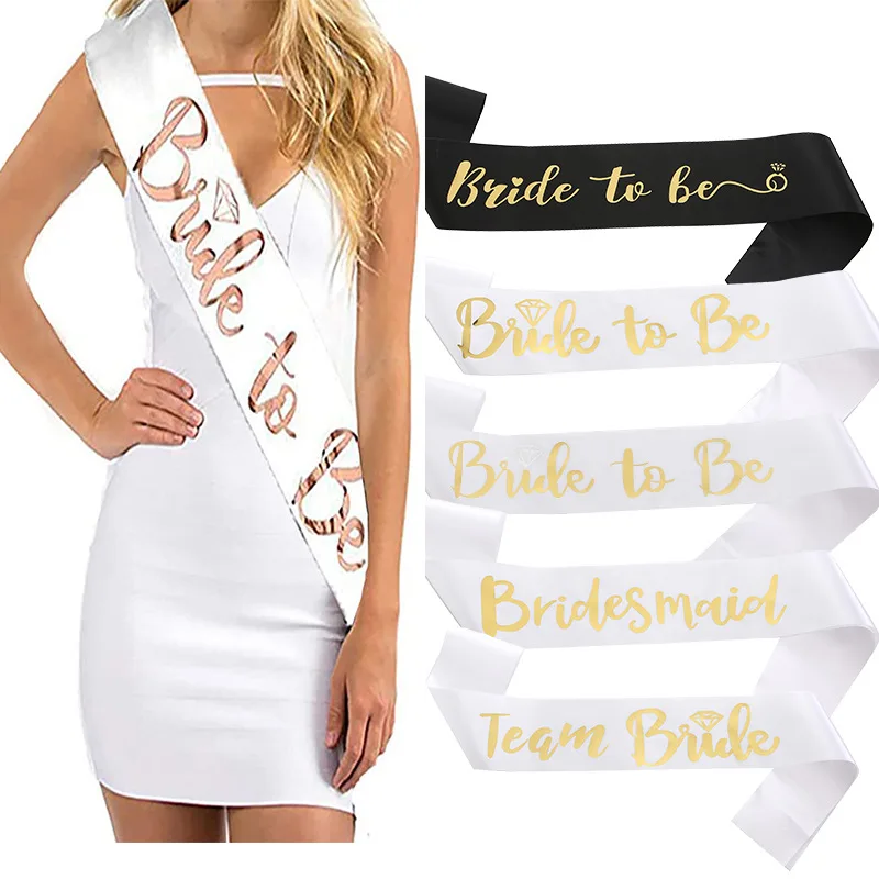 

BRIDE TO BE Bridal Shoulder Strap Wedding Decoration Bachelor Party Bridesmaid Team Supplies Etiquette Belt Bronzing